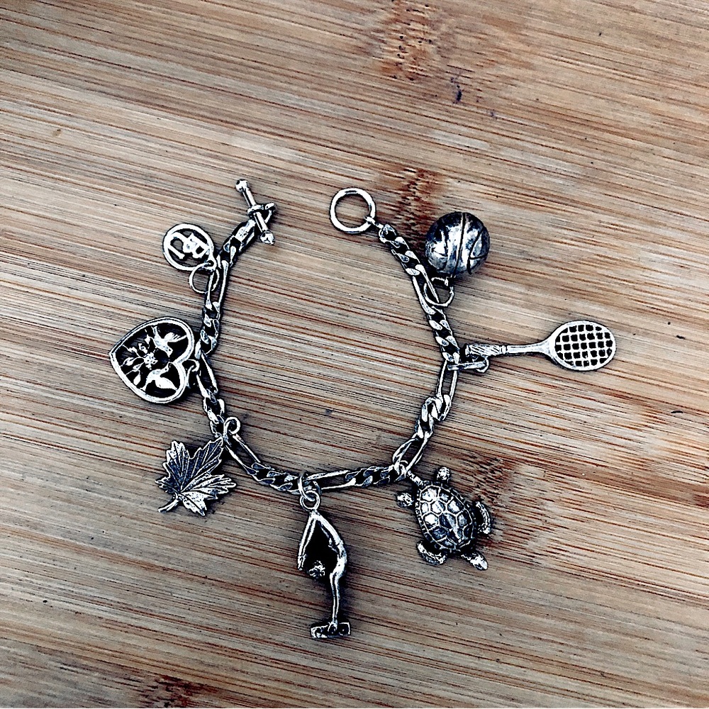 $162 Vintage Estate Charm Bracelet Sterling Silver 23 Grams 925 Various Marks - Picture 5 of 5